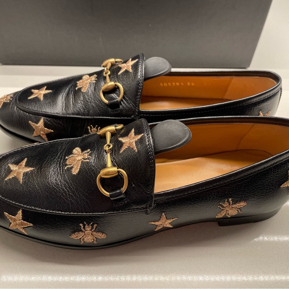 Gucci Black Flats with Gold Accents - Picture 2 of 7